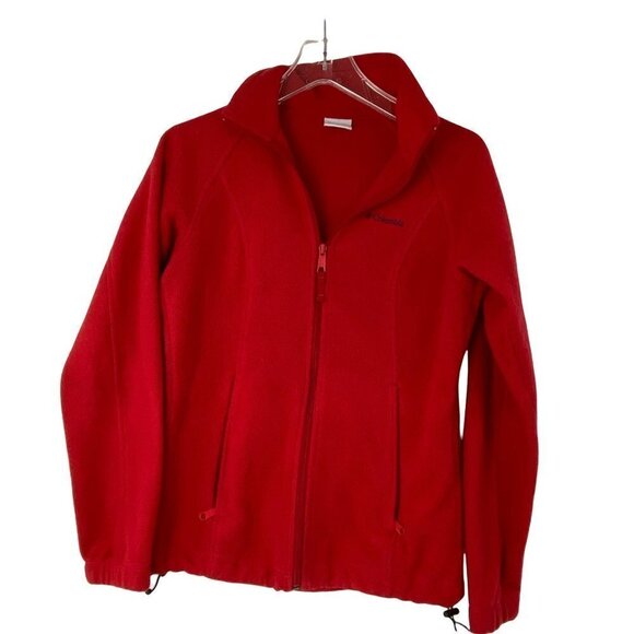 COLUMBIA Red Fleece Zip Jacket, Women's S - Picture 1 of 8